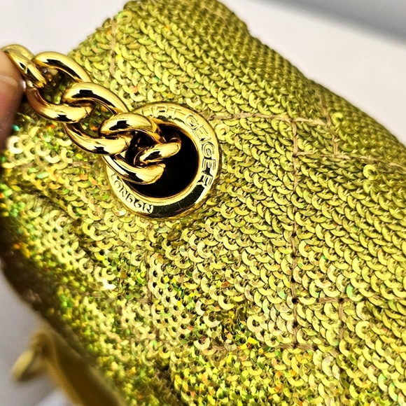 Kurt Geiger London Midi Kensington Sequins Crossbody – Golden Yellow - NWT - Picture 6 of 7